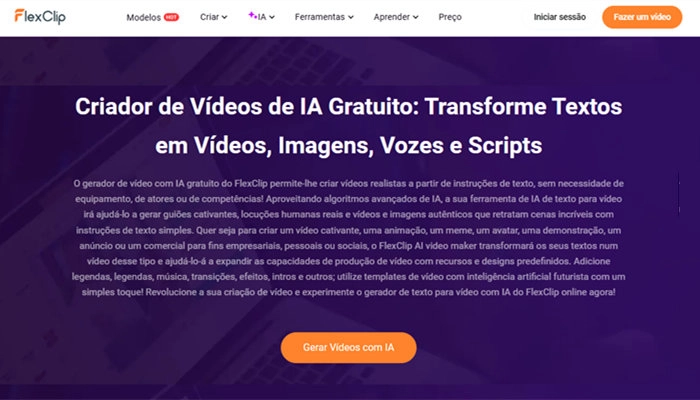 flexclip criar vídeo com inteligência artificial