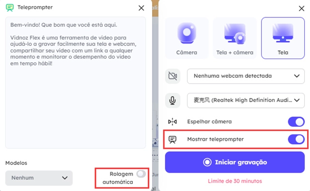 gravar vídeo com teleprompter