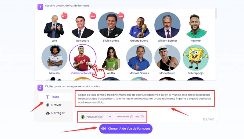 Vidnoz-simulador de voz cristiano ronaldo