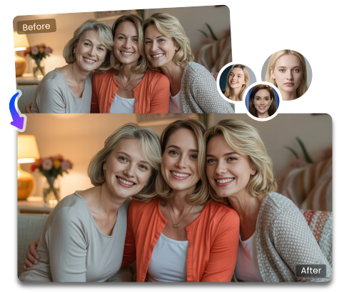 Destaque 3 - Face Swap Grátis com Múltiplos Rostos